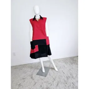 African Ankara Style Print Cotton Women Mid Length Dress Sundress