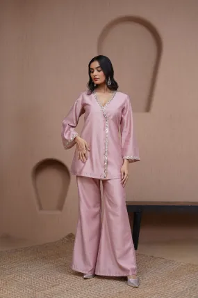 Alaya Resham Pink V-Neck Kurta Set