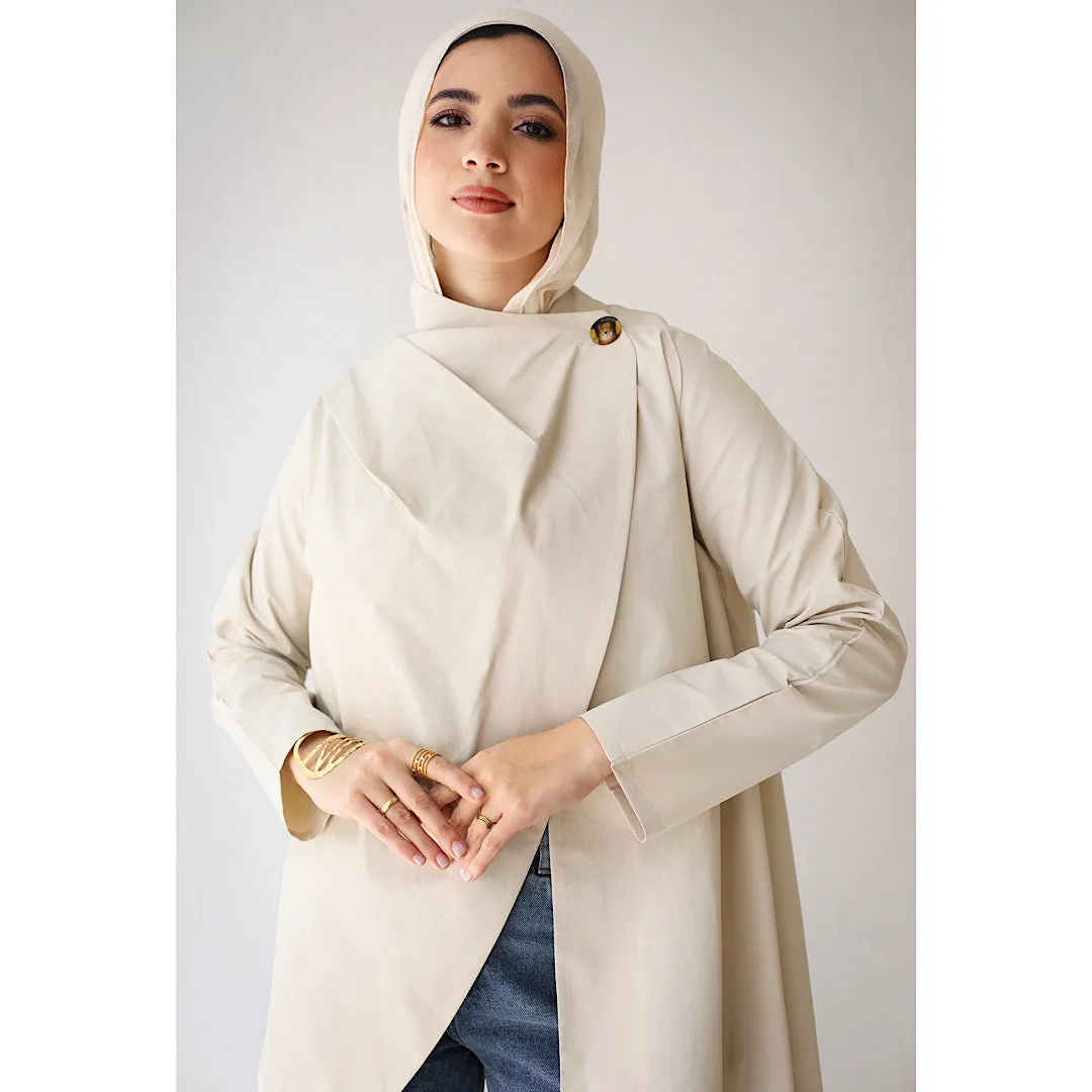 Buttoned Draped neck blouse