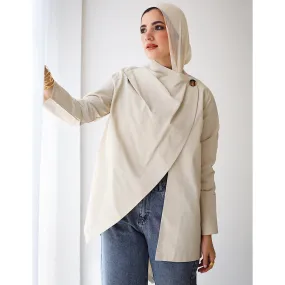 Buttoned Draped neck blouse