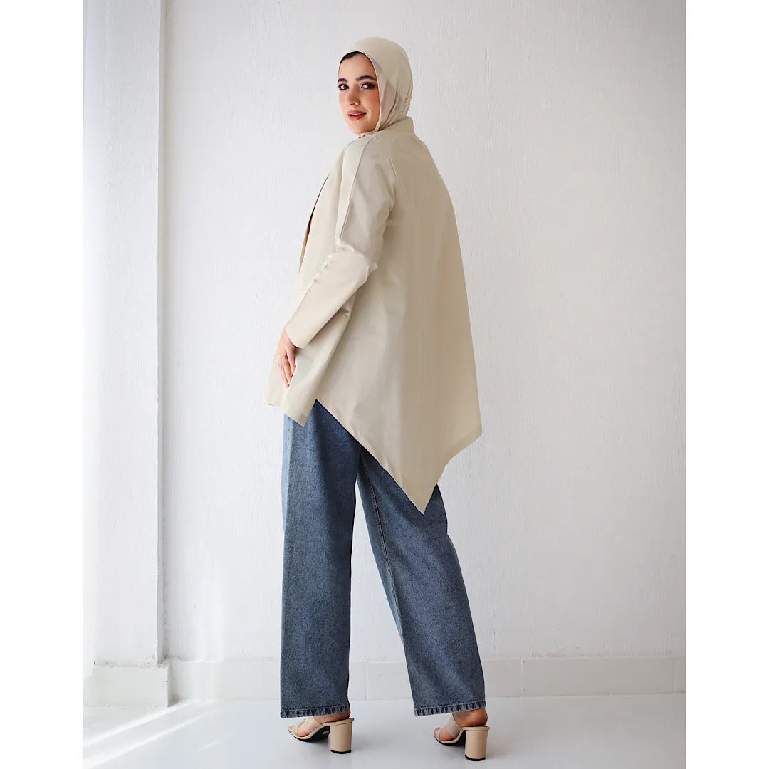 Buttoned Draped neck blouse