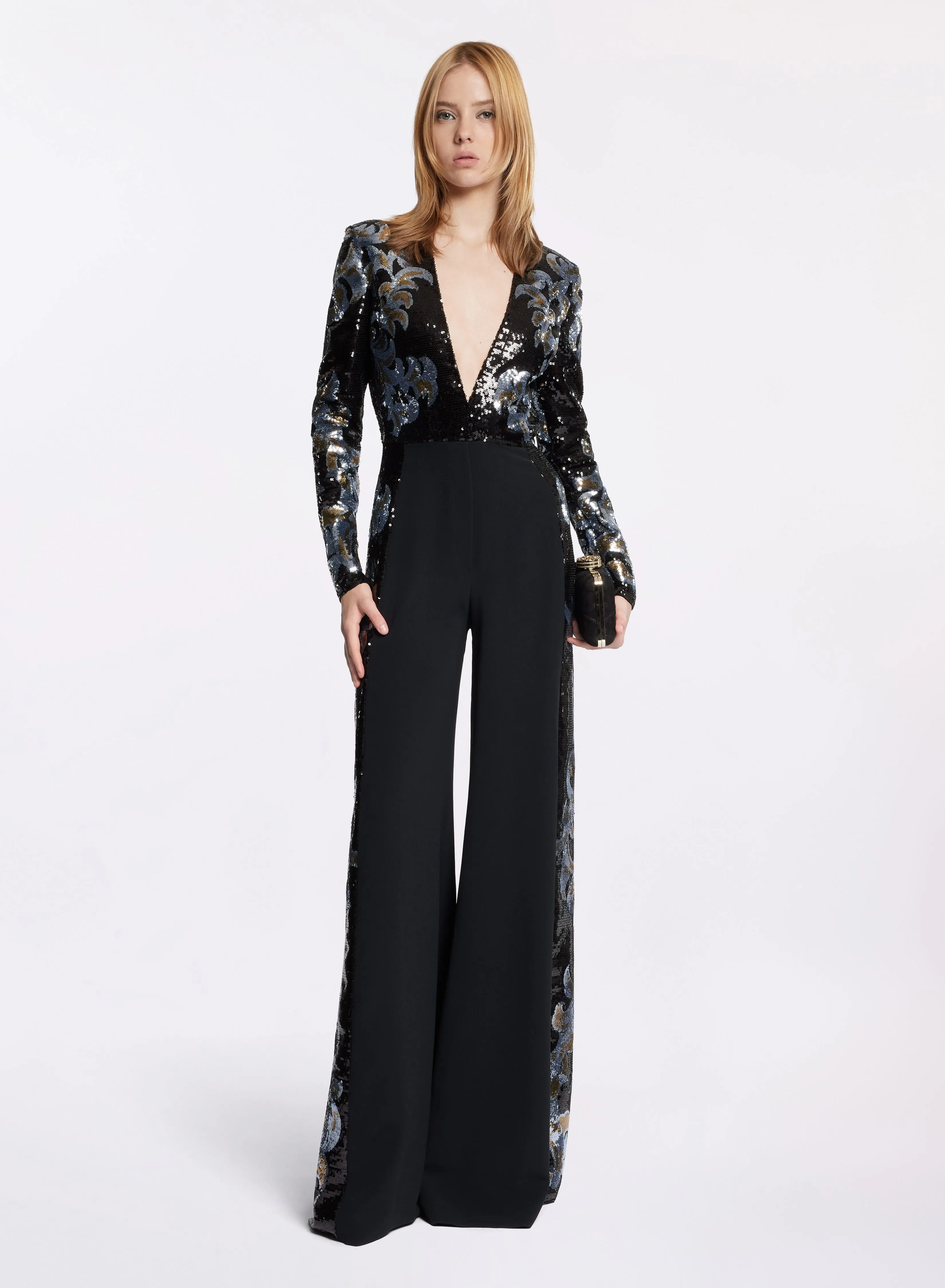 Embroidered Sequin Jumpsuit