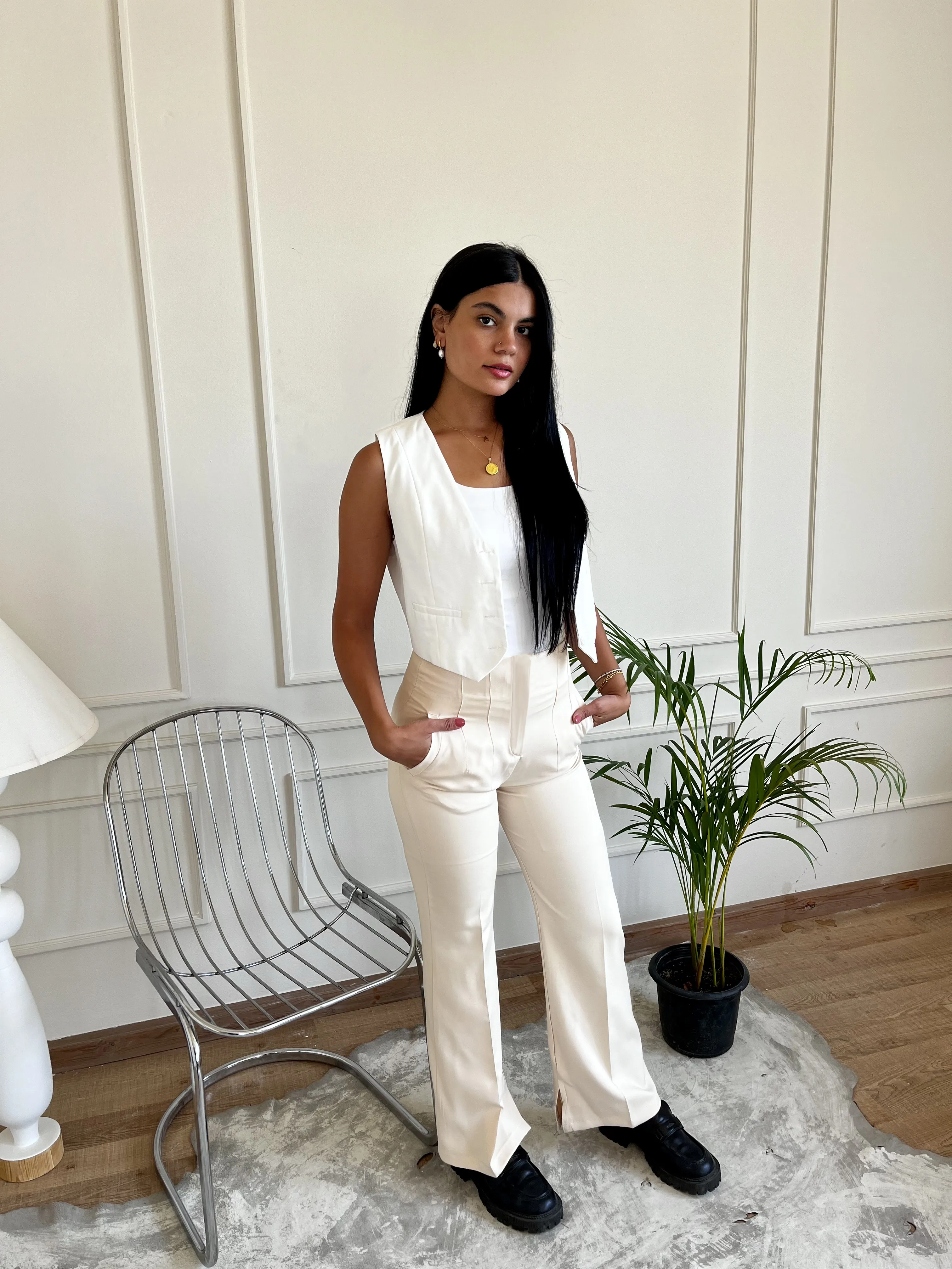FLARED PANTS BEIGE