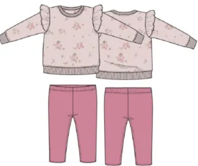 French Terry Woodsorrel - Ruffle Sweatshirt   Rib Flared Pant