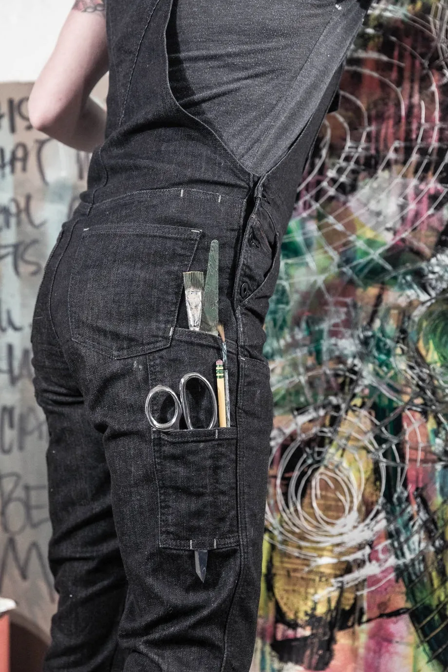 Freshley Overall - Heathered Black Denim