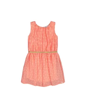 Heart Jacquard Chiffon Dress Coral