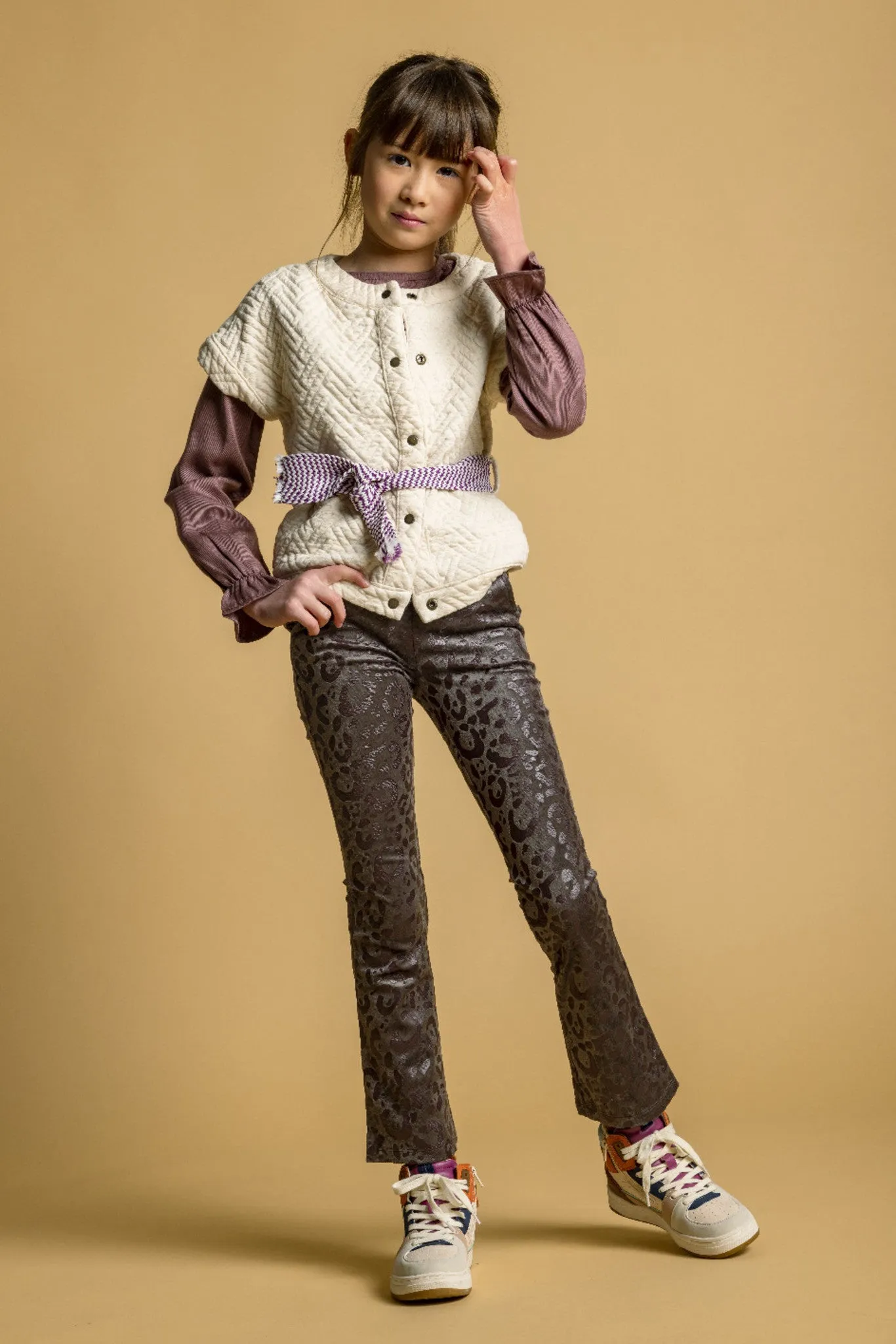 Like Flo Flo girls animal velvet flared pants