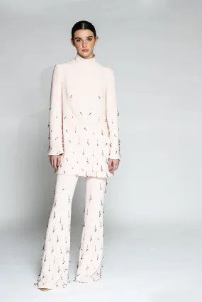 Long-Sleeved Blouse with Flared Pants and Embellishments