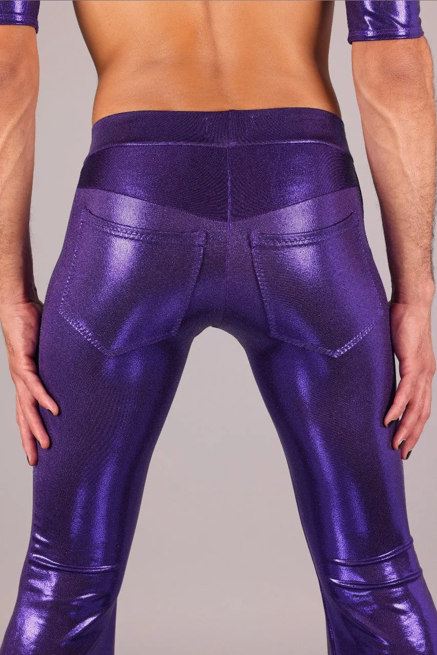 Low Waist Jeans Back Bell Bottom Leggings, Purple