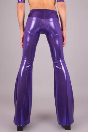 Low Waist Jeans Back Bell Bottom Leggings, Purple