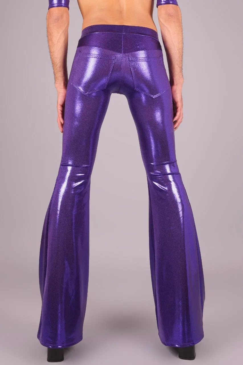 Low Waist Jeans Back Bell Bottom Leggings, Purple