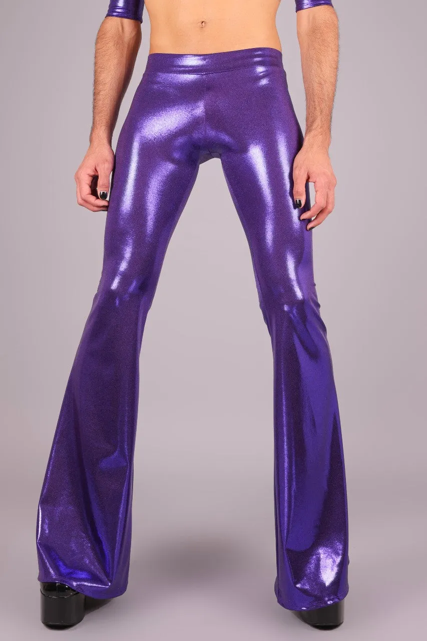 Low Waist Jeans Back Bell Bottom Leggings, Purple