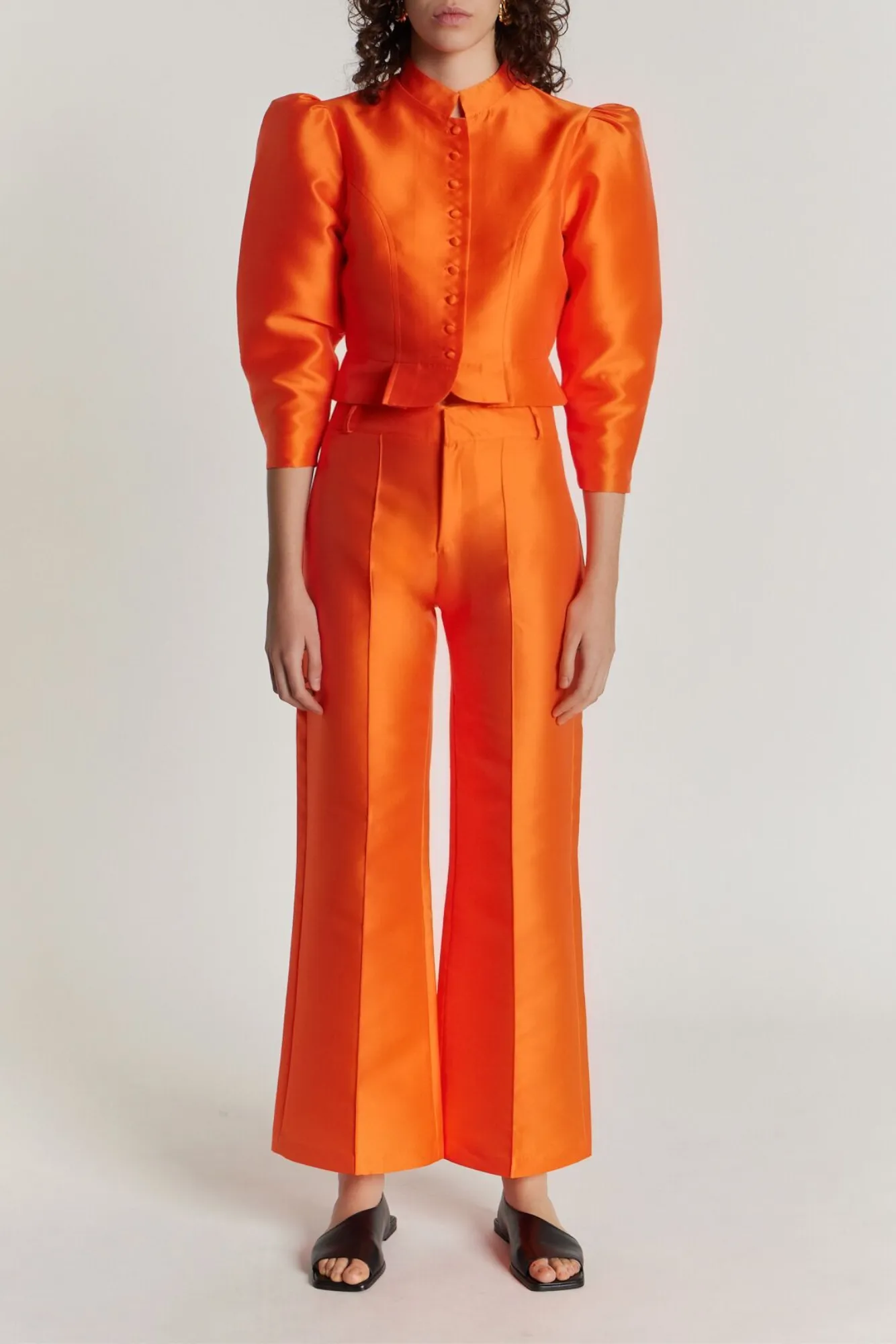ORANGE Satin Flared Pants