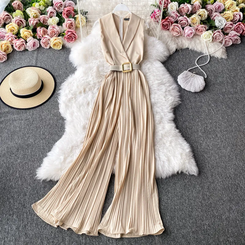 Suit Collar Flared Pants Jumpsuit