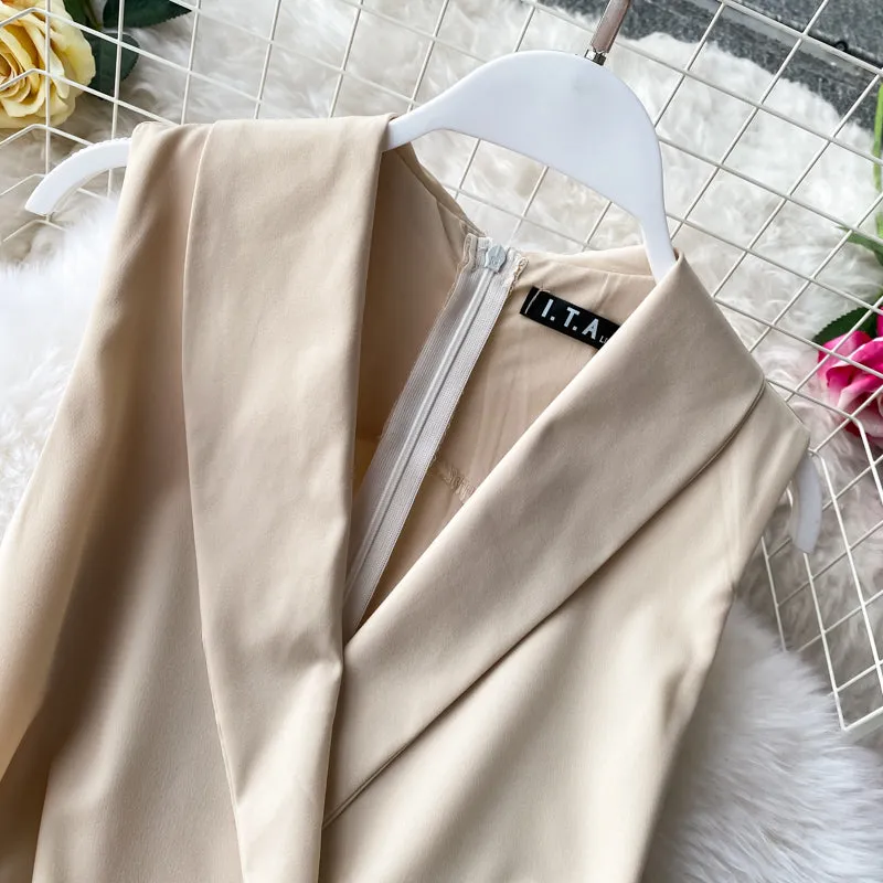Suit Collar Flared Pants Jumpsuit