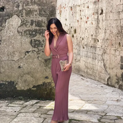 Suit Collar Flared Pants Jumpsuit