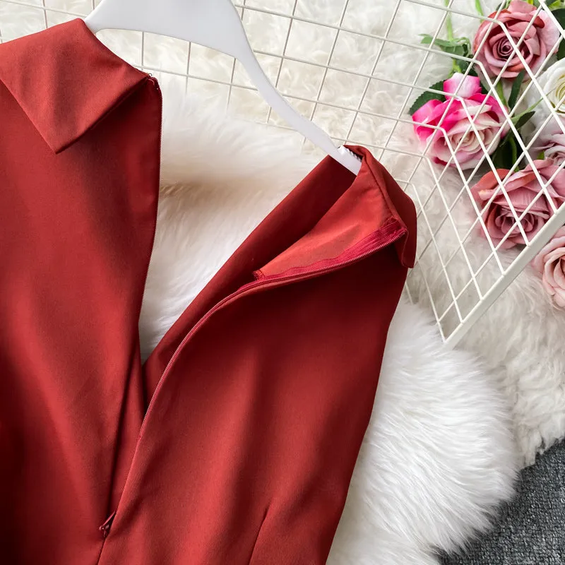 Suit Collar Flared Pants Jumpsuit