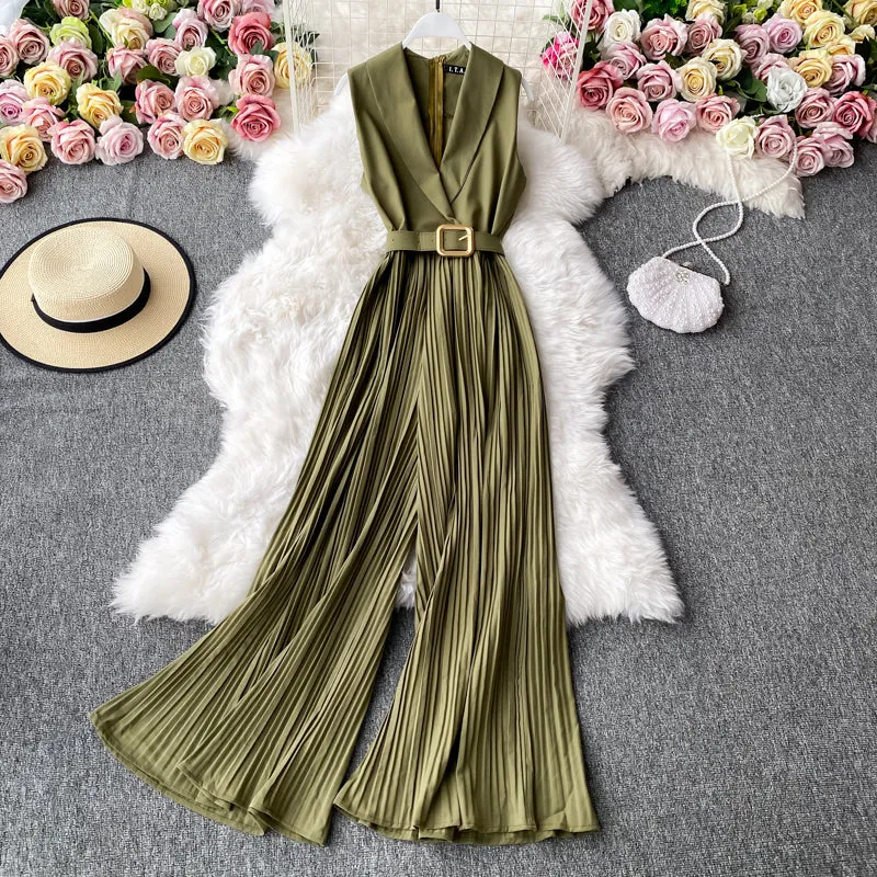 Suit Collar Flared Pants Jumpsuit