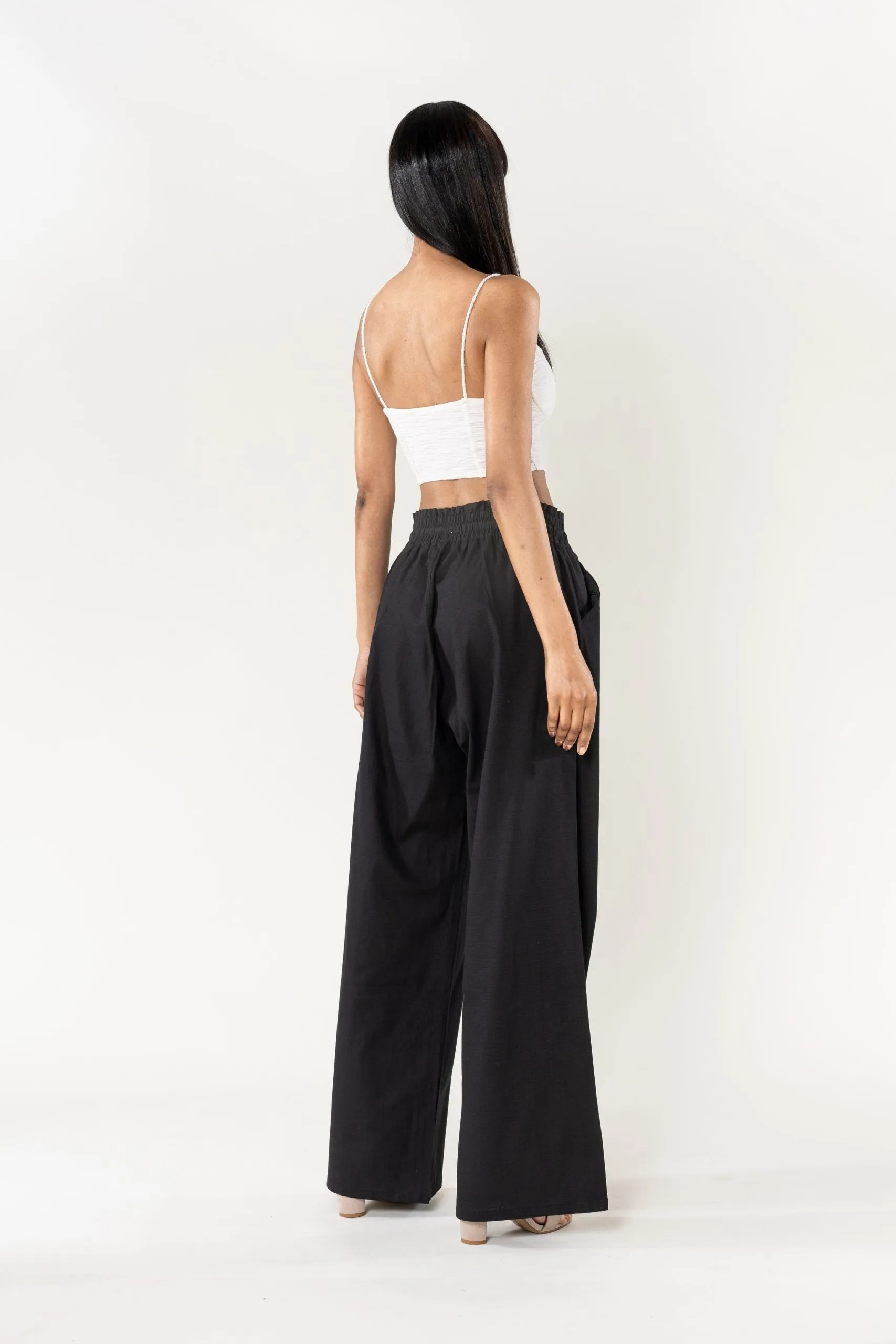 Wholesale Wide Linen Style Pants Black