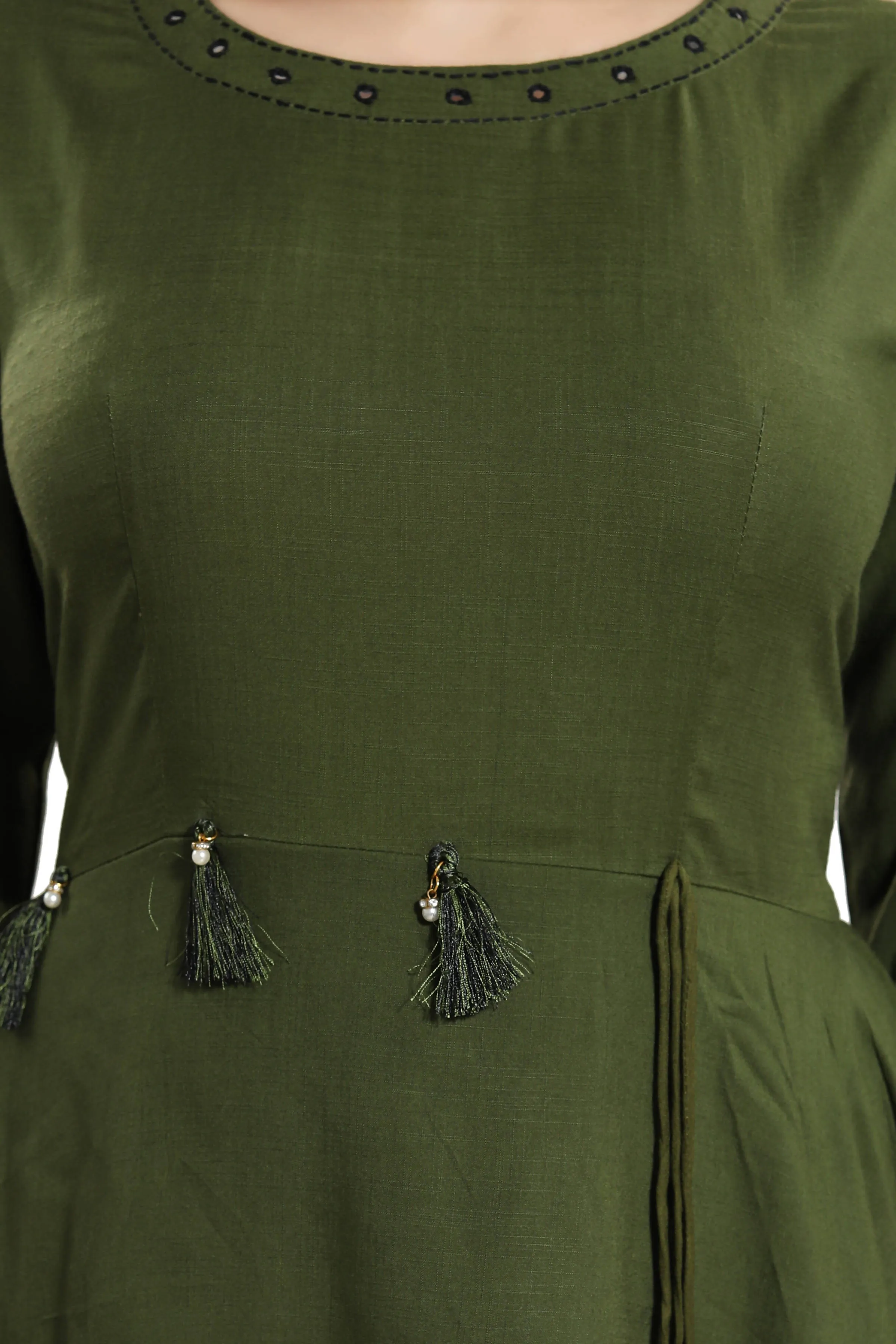 Women Green Layered Solid Maxi Dress